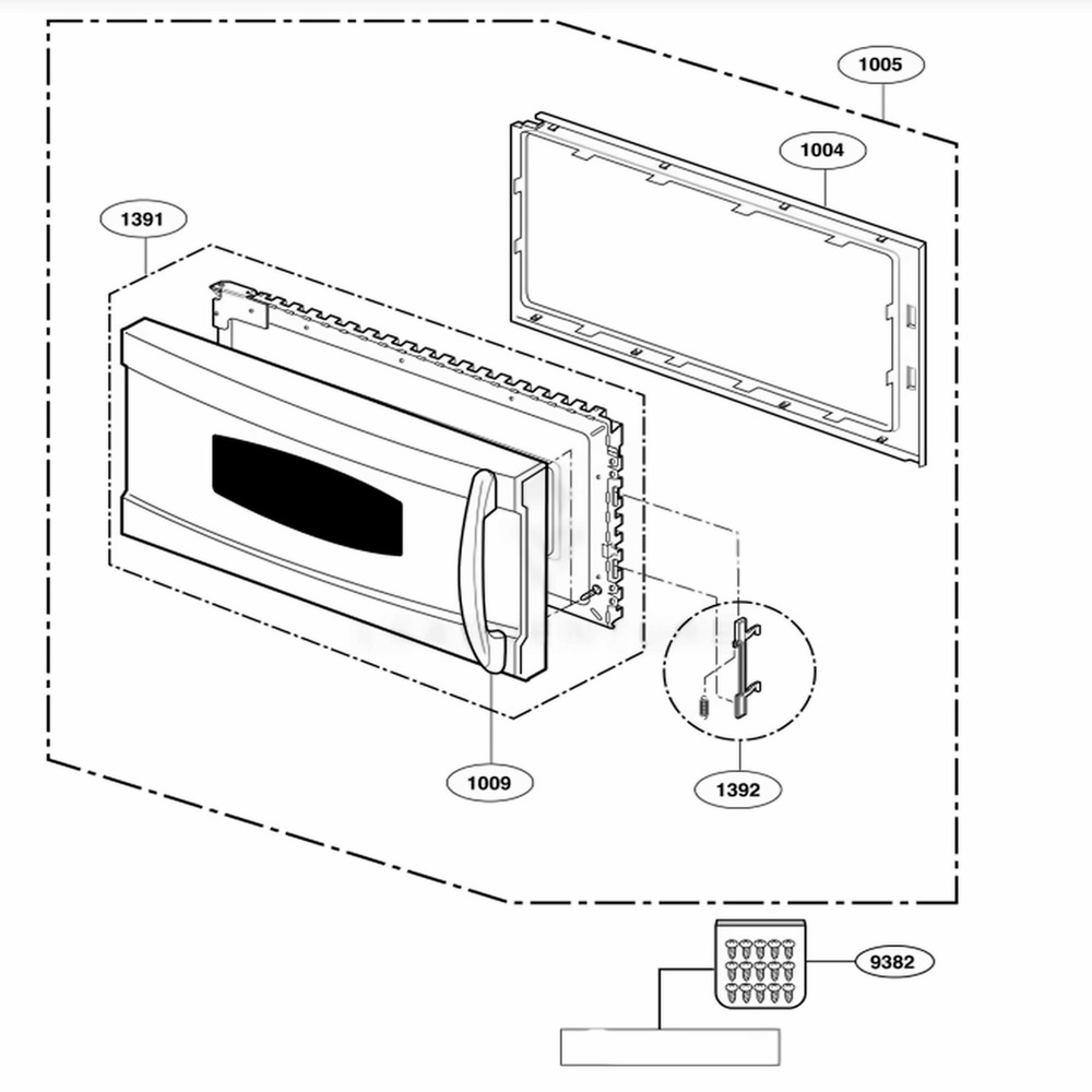 Door Parts Diagram and Parts List for SCA1000HBB ABKEGEU LG Range