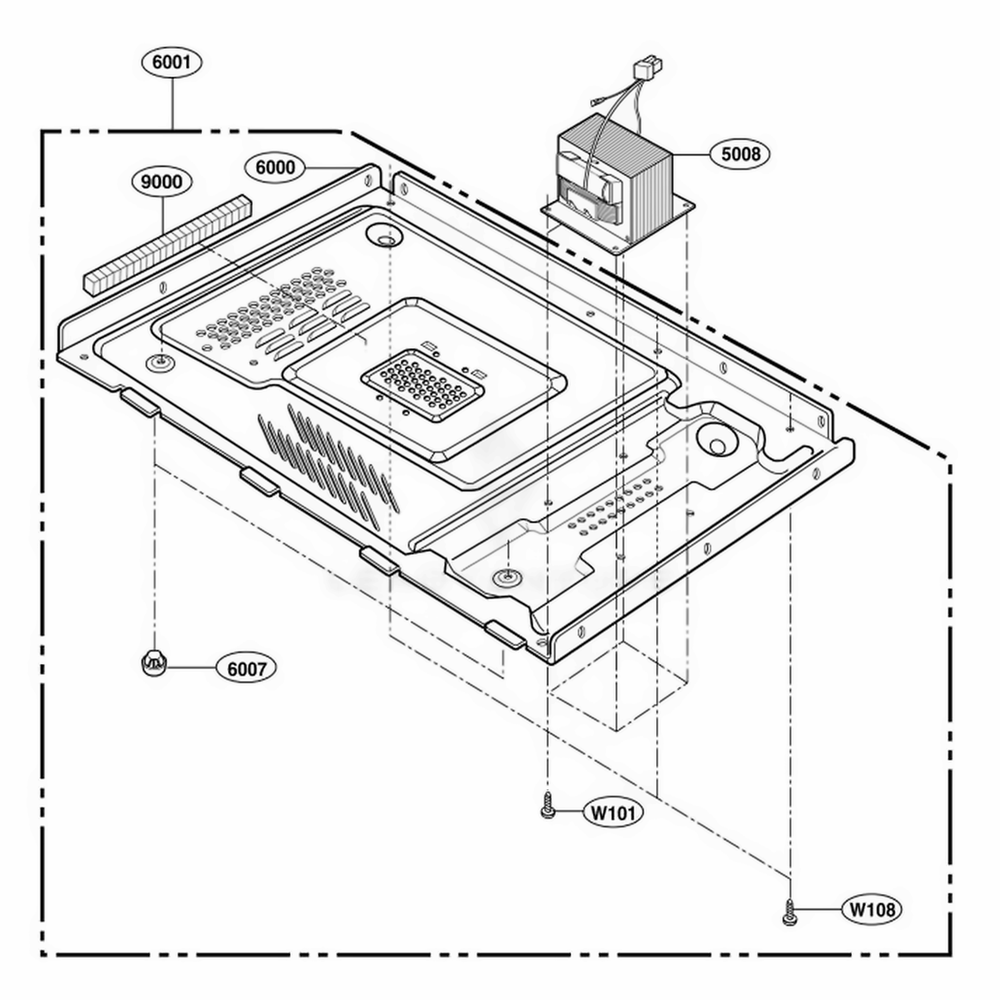Base Plate Parts Diagram and Parts List for 62342203 CW1ESEA LG Range