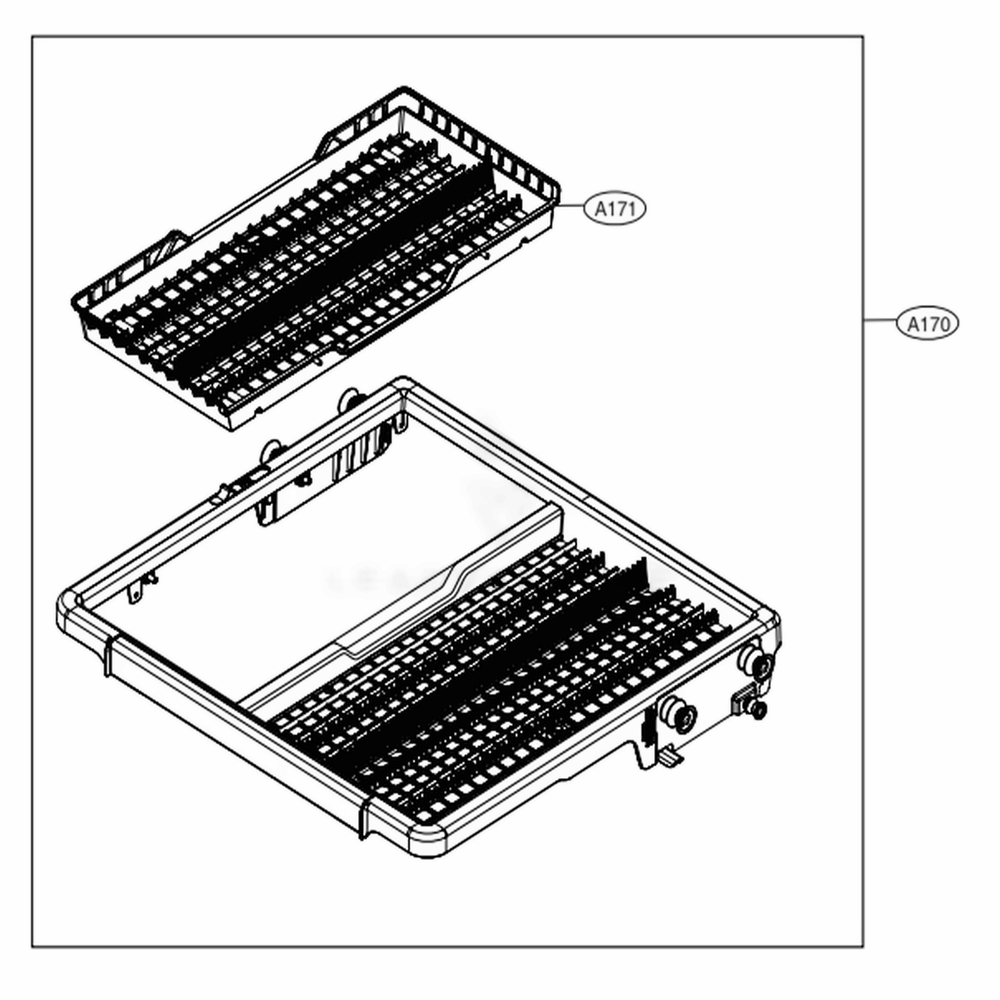 Third Rack Assembly Diagram and Parts List for 14677 ABDESEU LG Dishwasher