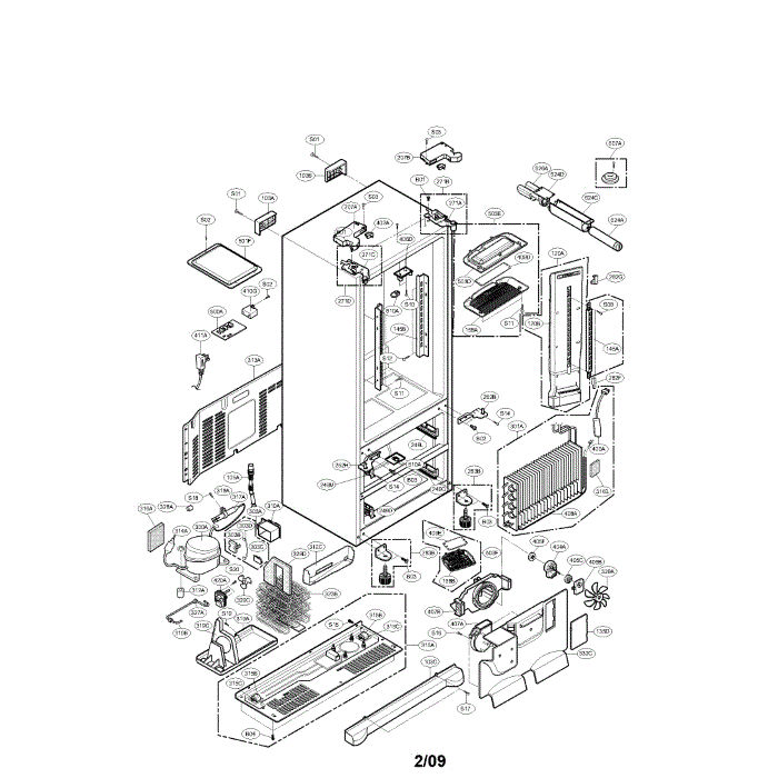 Case Diagram and Parts List for LMX21981ST 00 LG Refrigerator