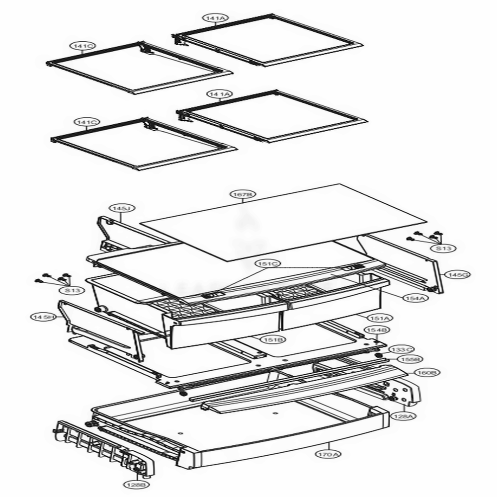 Refrigerator Parts Diagram and Parts List for LFC22770ST ASTCNA1 LG Refrigerator