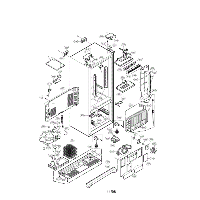 Case Diagram and Parts List for LFC25770SB 00 LG Refrigerator
