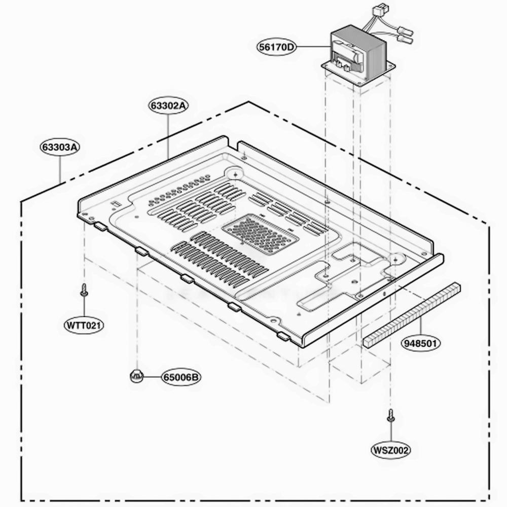 Base Plate Parts Diagram and Parts List for MA825W KWHEGSE LG Wall Oven