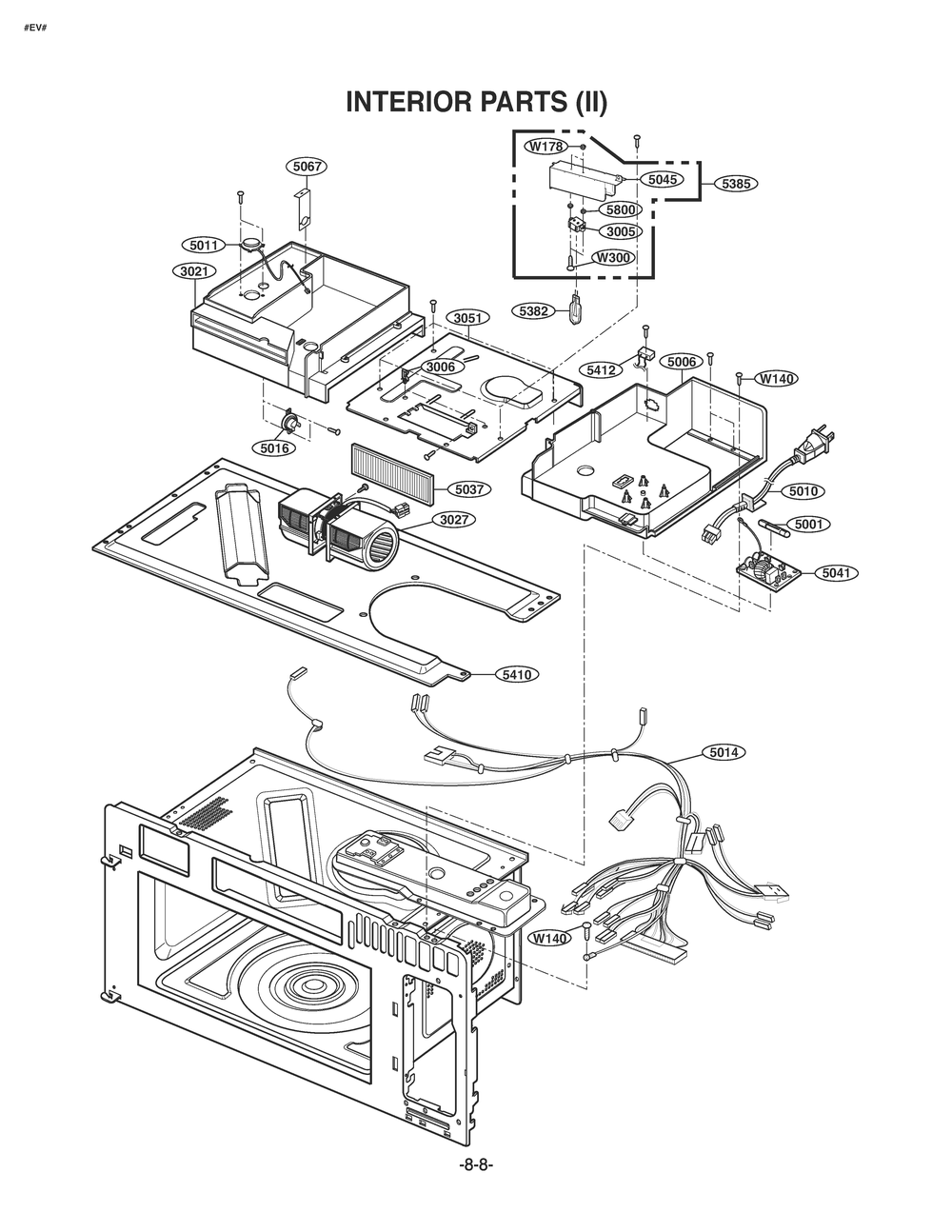Interior Parts 2 Diagram and Parts List for MQ1741ASL CSBESEA LG Microwave