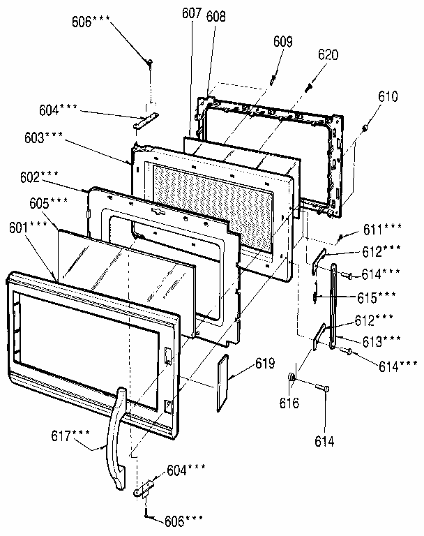 Door Diagram and Parts List for 7218915580  Kenmore Microwave