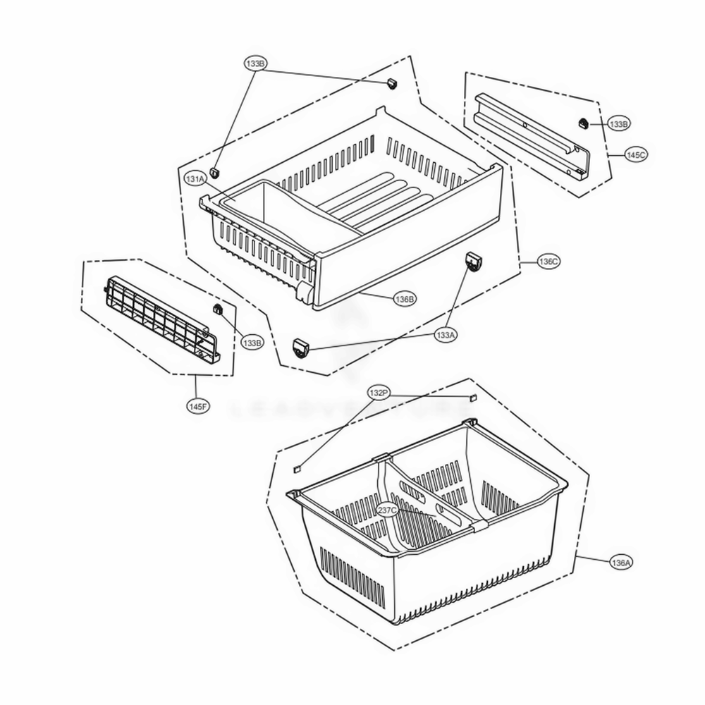 Freezer Parts Diagram and Parts List for LFX28968D ASBCNA0 LG Refrigerator