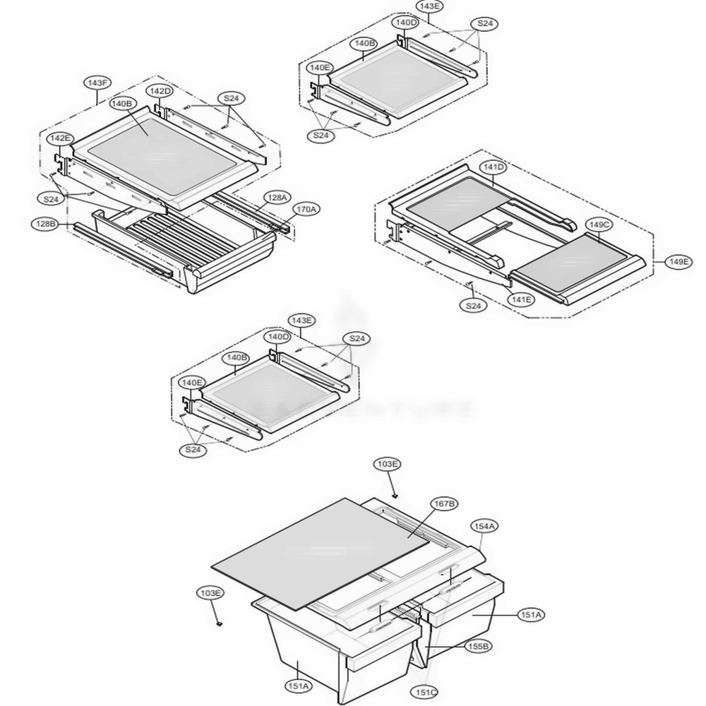 Refrigerator Parts Diagram and Parts List for 79014 ABI1SER LG Refrigerator
