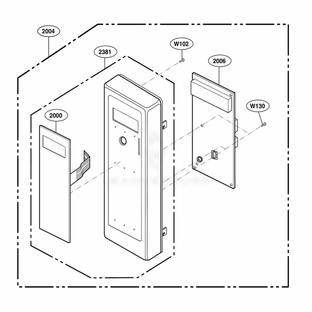 Control Panel Parts Diagram and Parts List for URFS518S AST7AMA LG Range