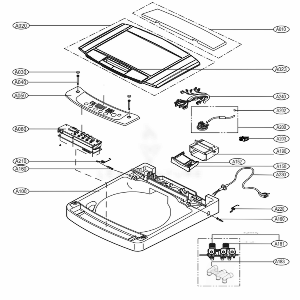 Cover Assembly Diagram and Parts List for WT901CW ABWEMUS LG Washer