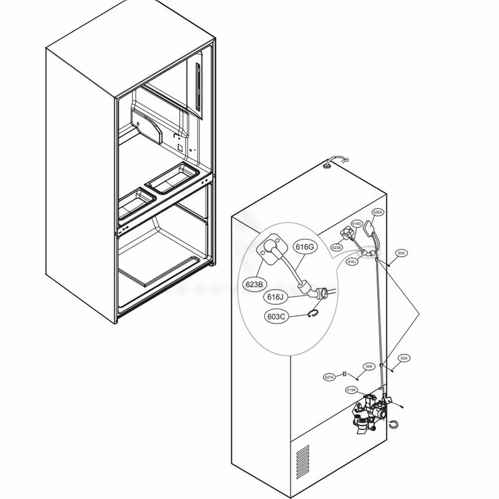 Valve And Water Tube Parts Diagram and Parts List for LFXS32726S ASTCNA1 LG Refrigerator