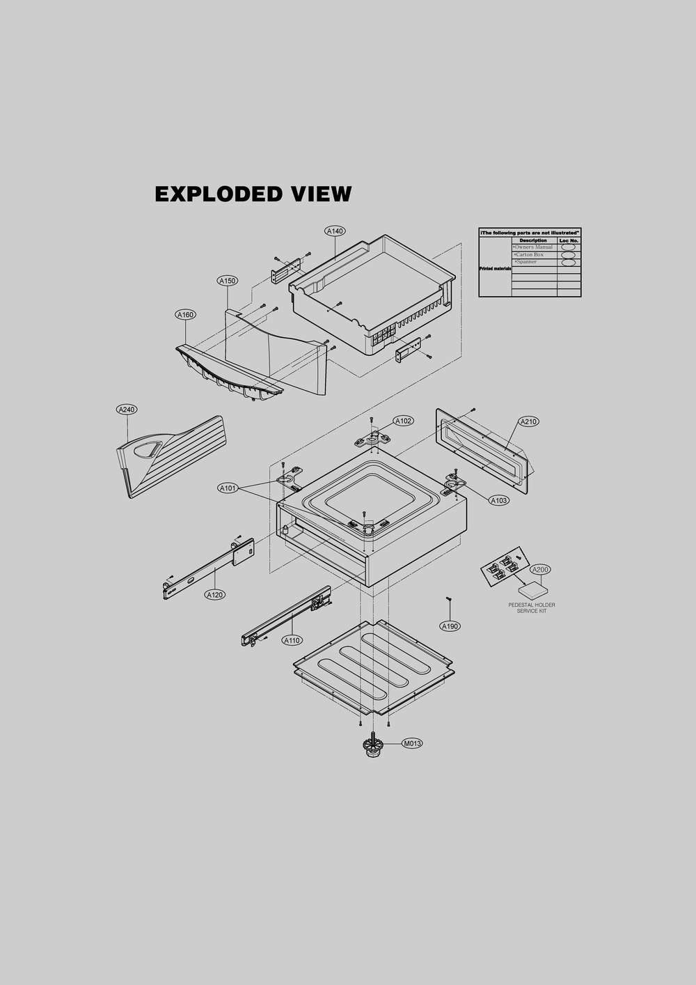 Introduction Diagram and Parts List for 51122 ABWESEU LG Washer