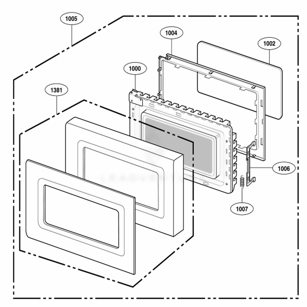 Door Parts Diagram and Parts List for HMB405 ASBEBSU LG Wall Oven