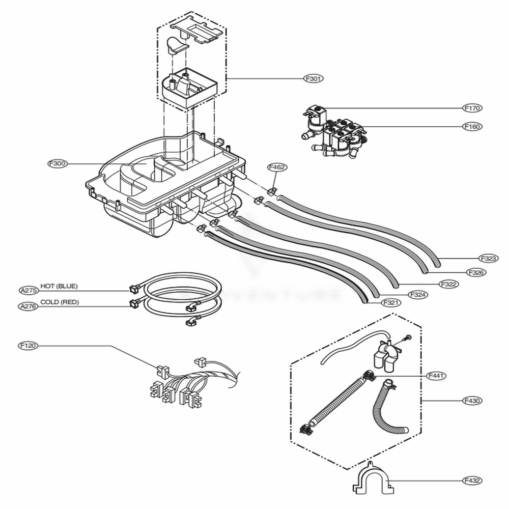 Dispenser Assembly Diagram and Parts List for WM2011HW ABWEEUS LG Washer