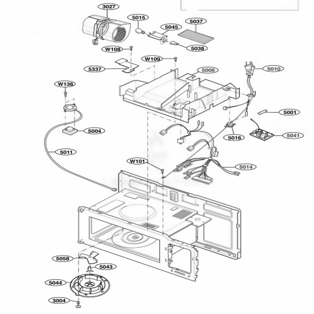 Interior Parts 3 Diagram and Parts List for 62643 ASBESEA LG Microwave