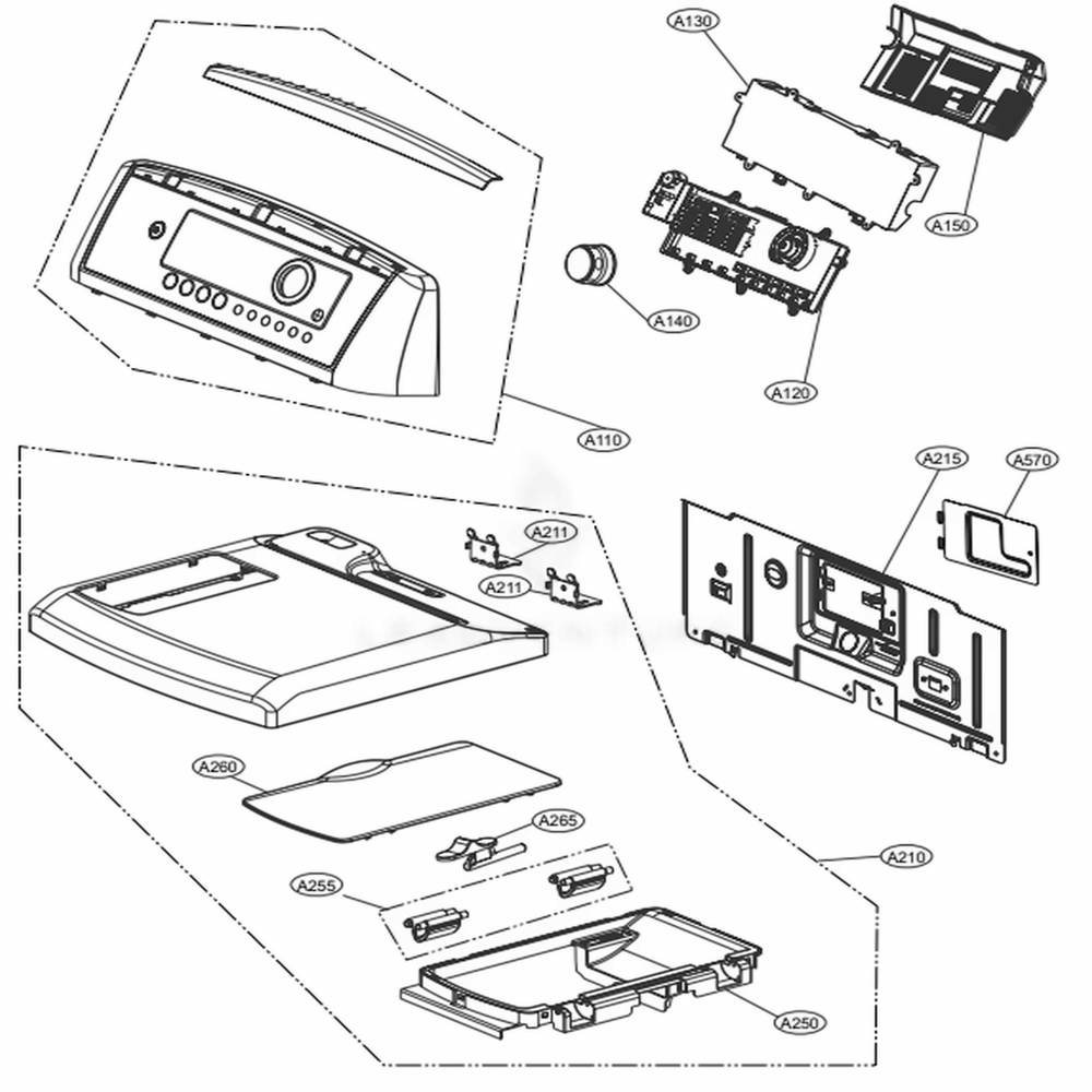 Control Panel And Plate Assembly Diagram and Parts List for DLGX5781VE ASSEEUS LG Dryer