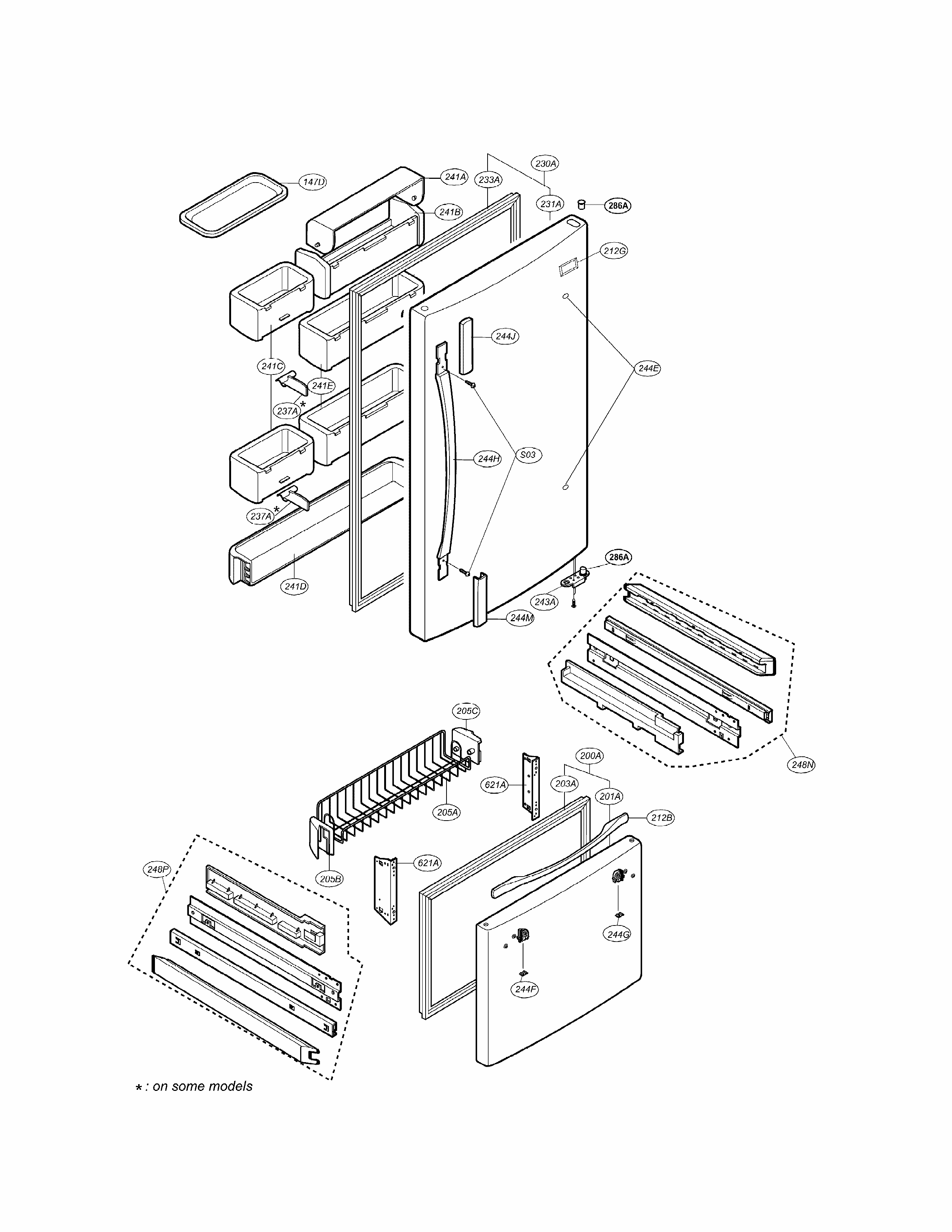 Door Parts Diagram and Parts List for LRDN20720BK  LG Refrigerator