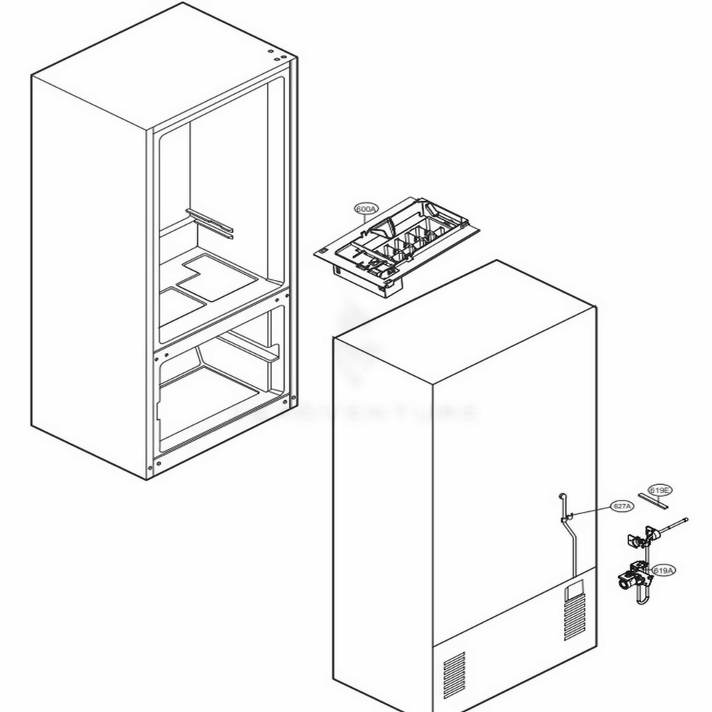 Ice Maker Parts Diagram and Parts List for 79042 ASWCSE3 LG Refrigerator
