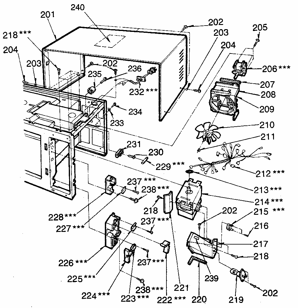 Switches & Microwaves Diagram and Parts List for 7218821980  Kenmore Microwave