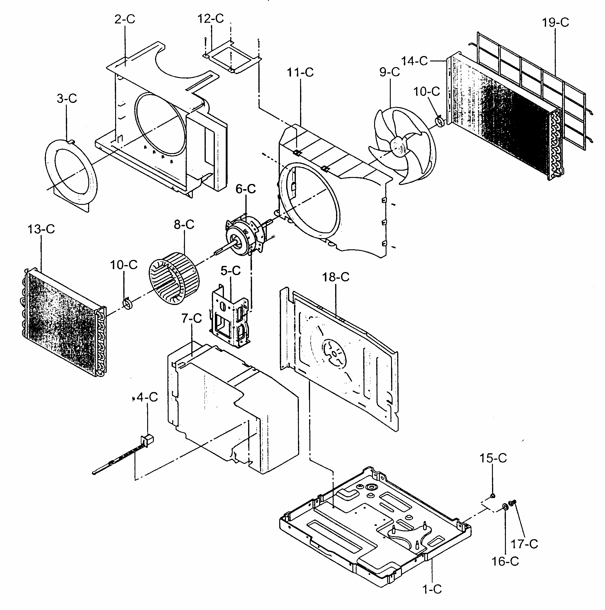 Cabinet Parts Diagram and Parts List for 58071082100  Kenmore Air Conditioner