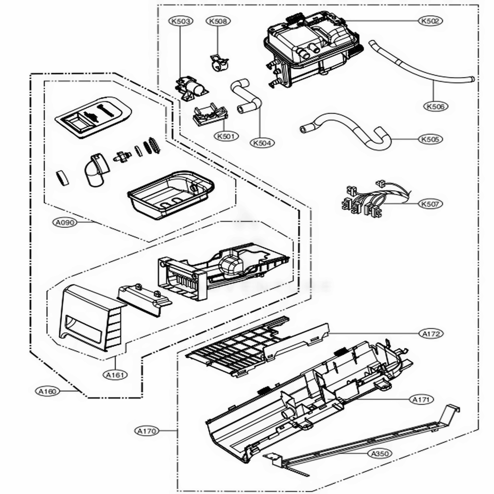 Panel Drawer Assembly And Guide Assembly Diagram and Parts List for 82192 ABWESEU LG Dryer