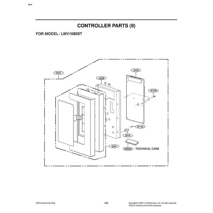 Section 1 Diagram and Parts List for LMV1680ST CSBELGA LG Microwave Oven Combo