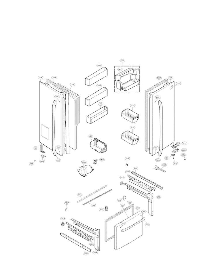 Door Parts Diagram and Parts List for LFX25974ST 01 LG Refrigerator
