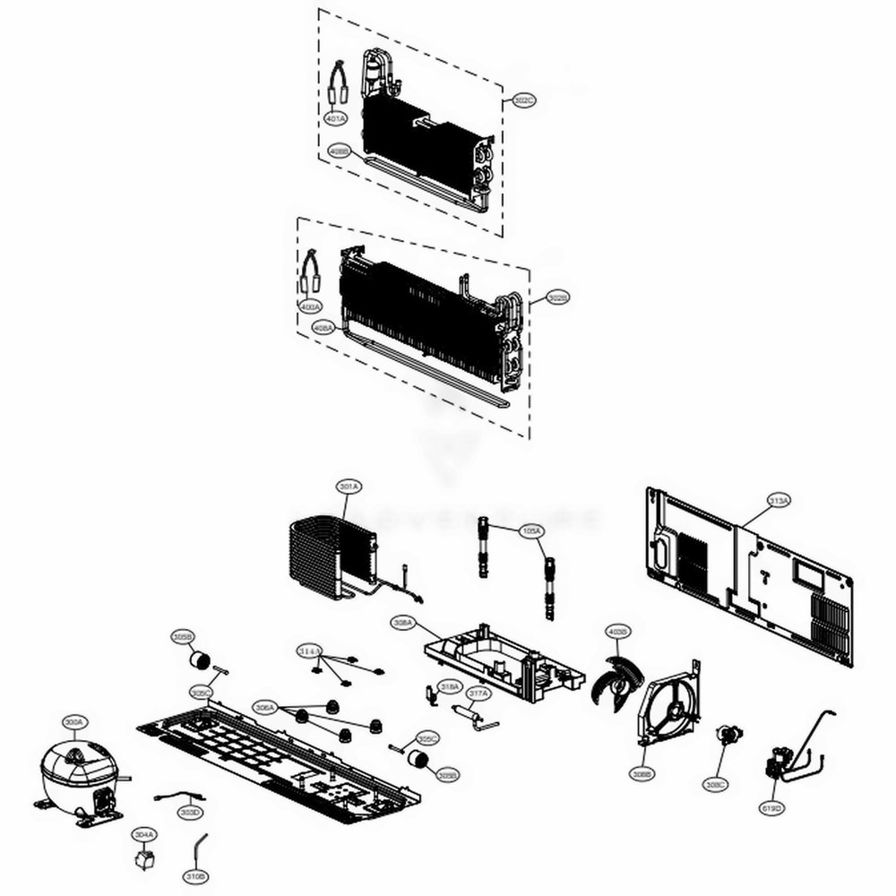 Cycle Part Diagram and Parts List for LRFDC2406S ASTCNA0 LG Refrigerator