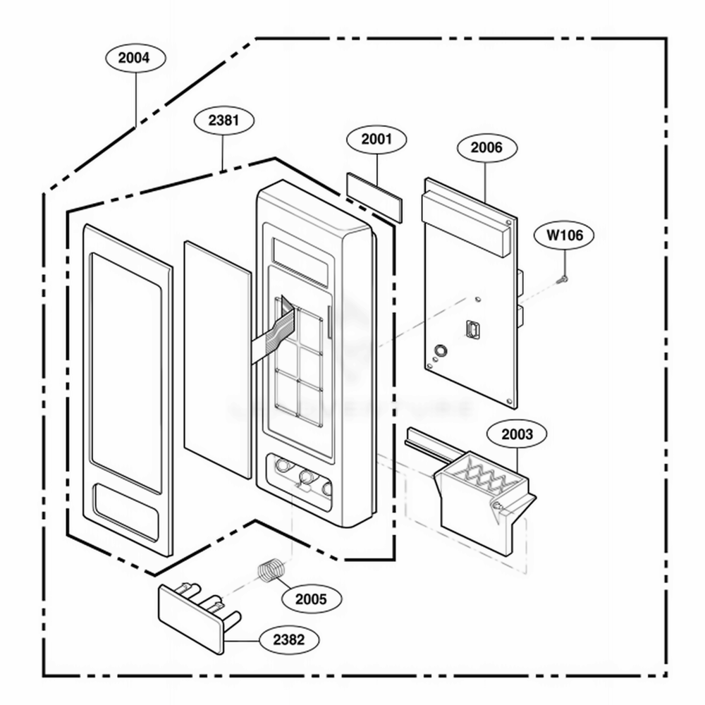 Control Panel Parts Diagram and Parts List for HMB402 CWHEBSU LG Wall Oven
