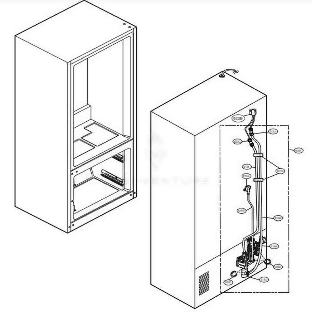 Valve And Water Tube Parts Diagram and Parts List for LRMVS3006D ASBCNA1 LG Refrigerator