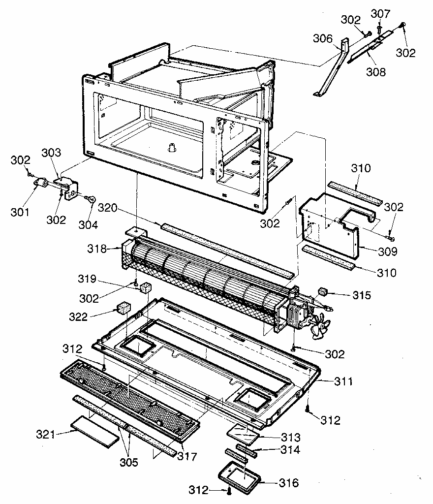 Grill And Duct Diagram and Parts List for 7218965380  Kenmore Microwave