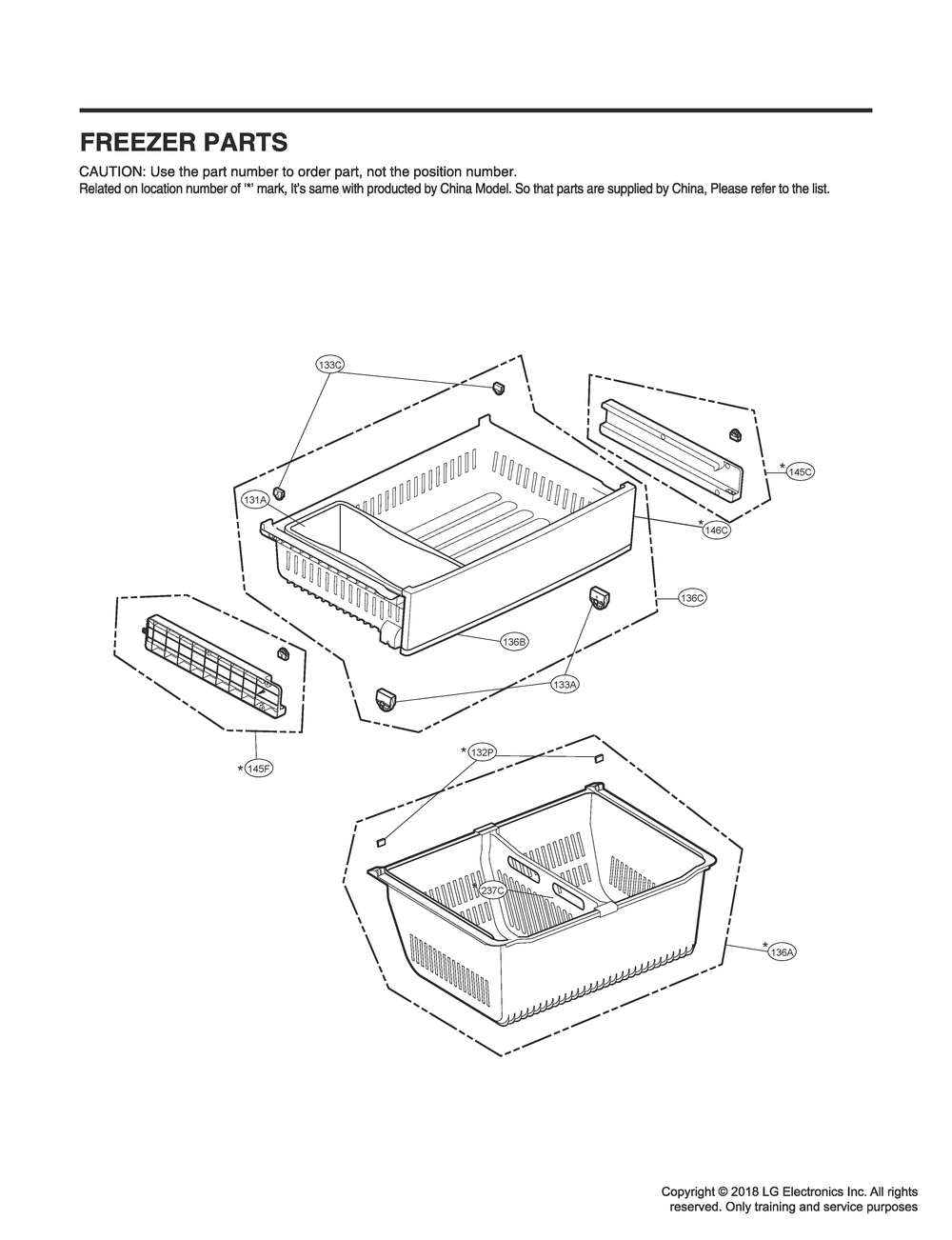 Freezer Parts Diagram and Parts List for GR-J288NSXM ASTCNA0 LG Refrigerator