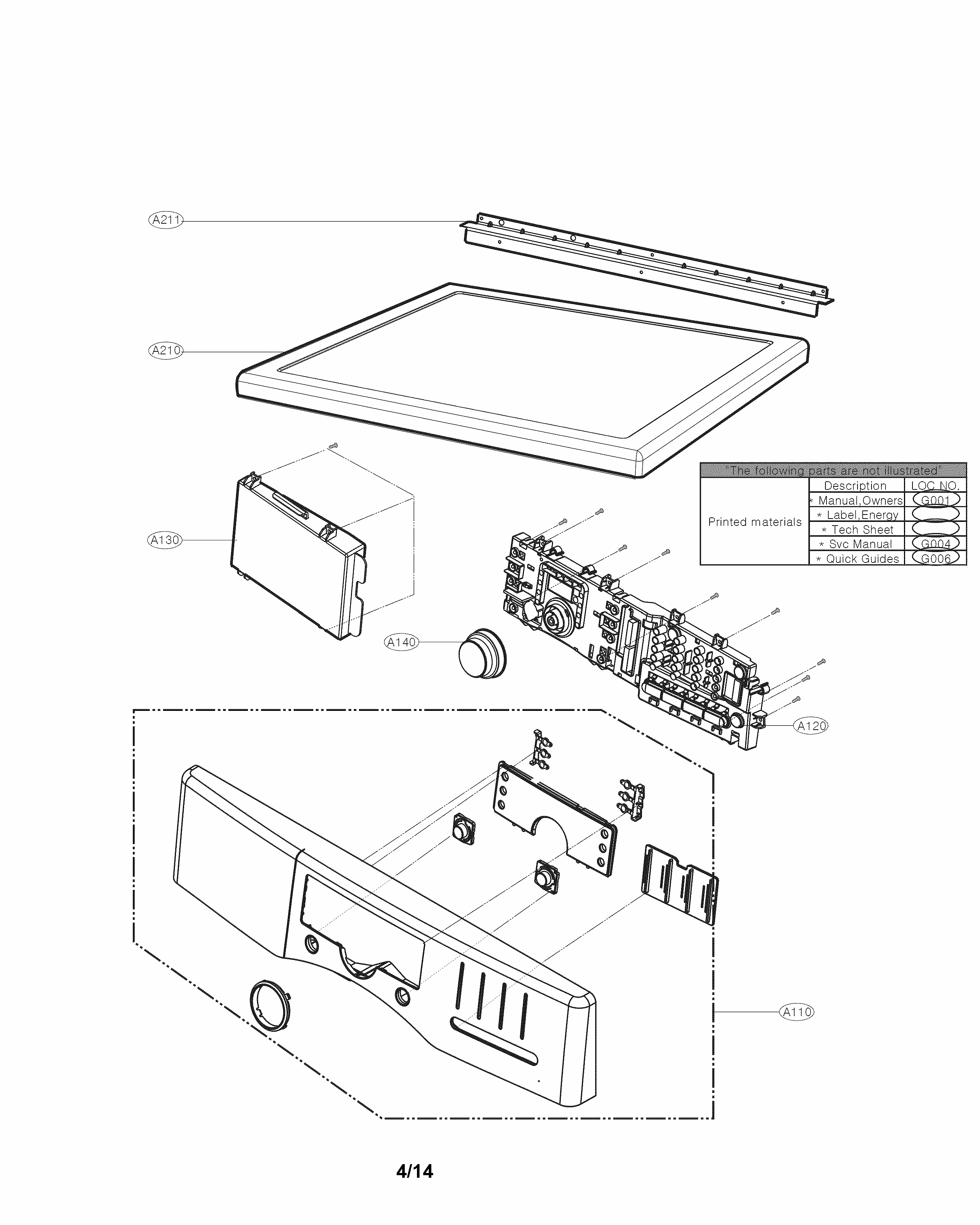 Control Panel Parts Diagram and Parts List for 79681283310  Kenmore Dryer