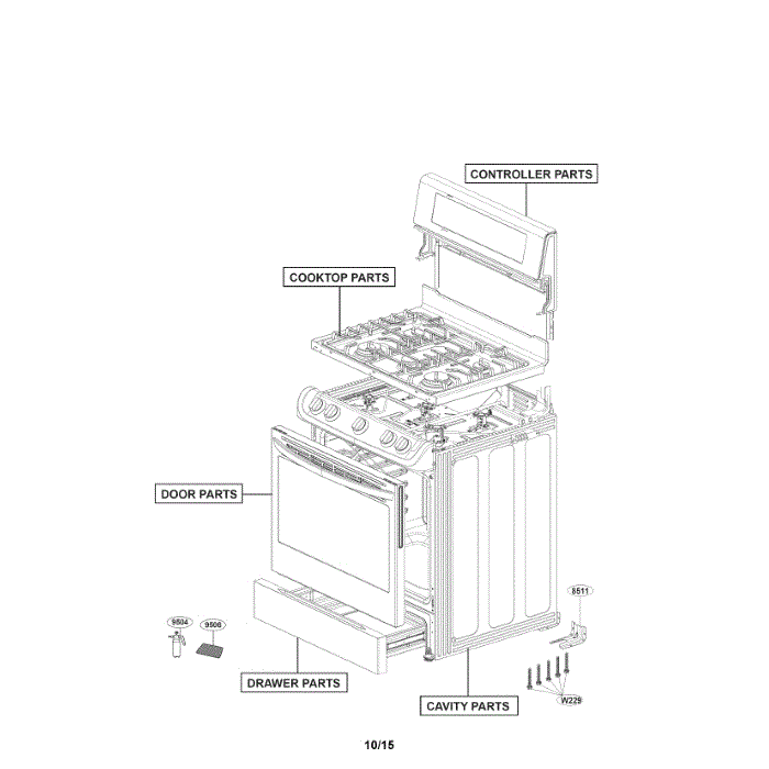Accessory Diagram and Parts List for LRG4113ST 00 LG Range