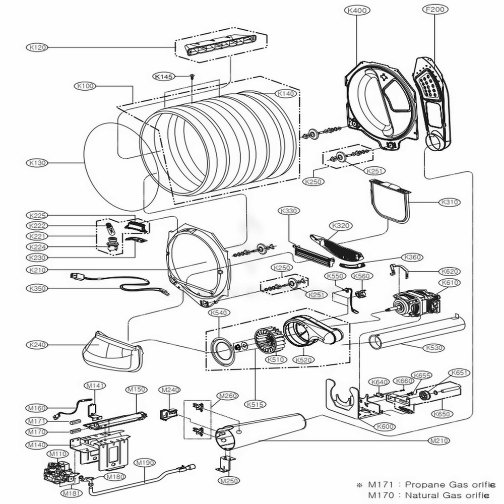 Drum And Motor Assembly Diagram and Parts List for DLG4971WE ABWEEUS LG Dryer