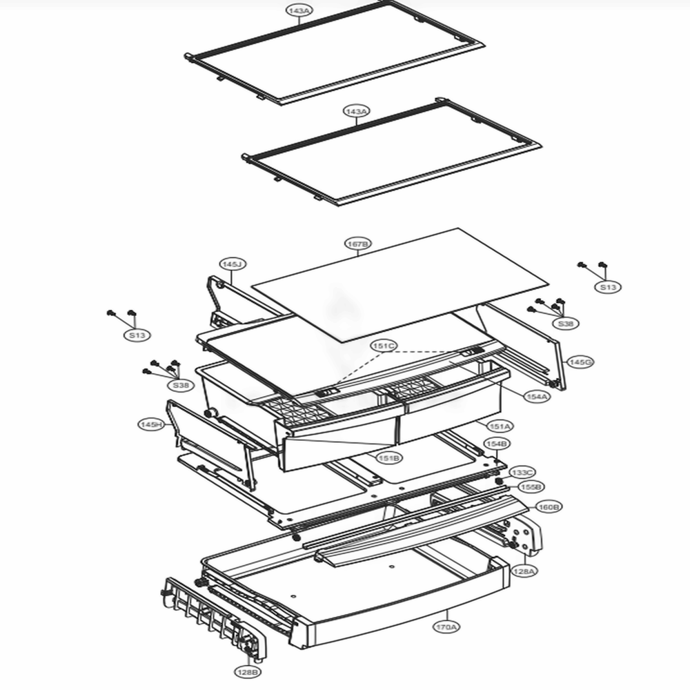 Refrigerator Parts Diagram and Parts List for 79442 ASWCSE1 LG Refrigerator