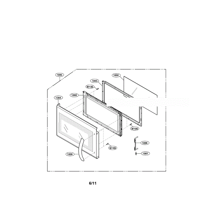 Door Diagram and Parts List for LMH2016SW 00 LG Microwave Oven Combo