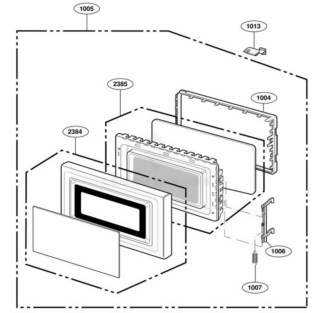 Door Parts Diagram and Parts List for LD10MP AGREAMA LG Wall Oven