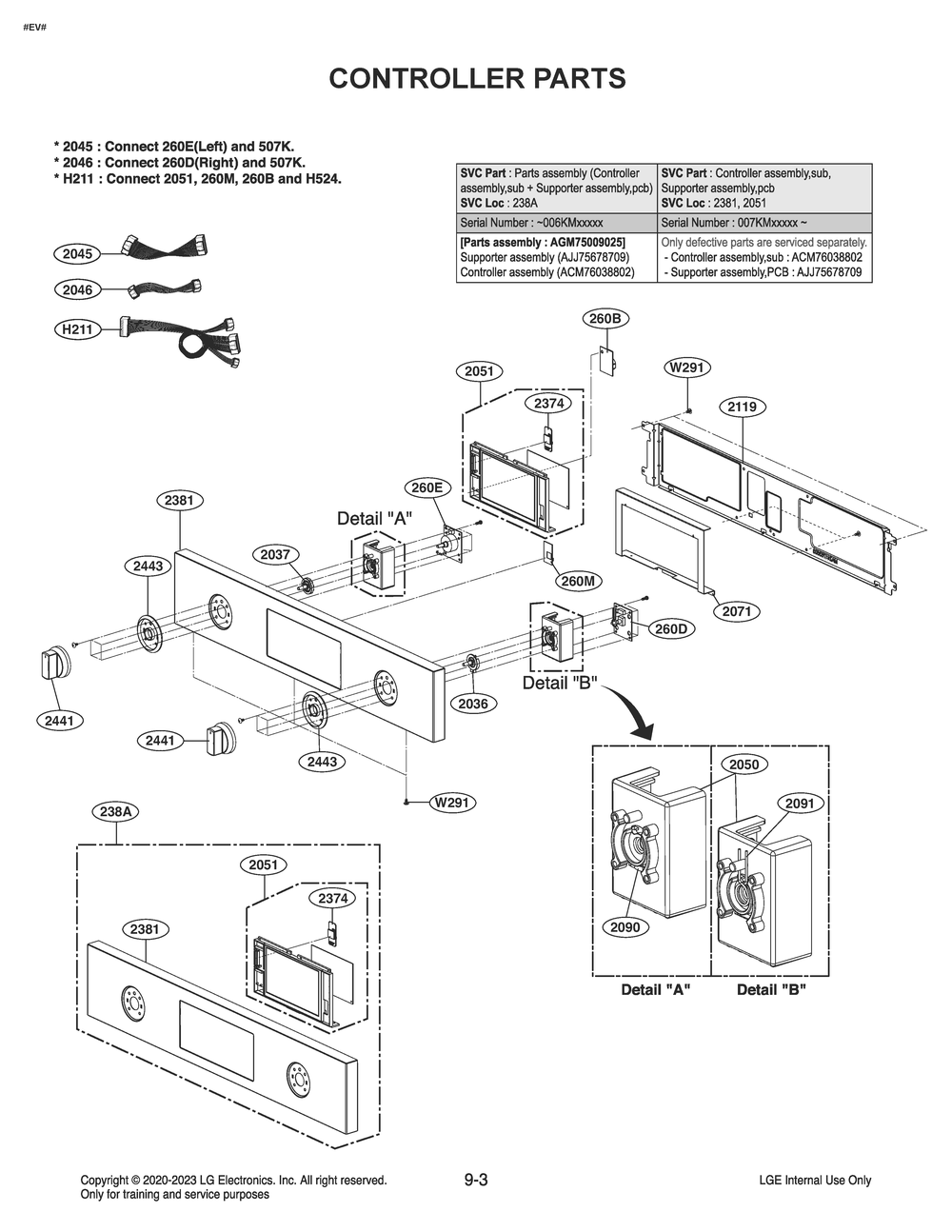 Controller Parts Diagram and Parts List for WSEK4719S ASTLSGN LG Wall Oven