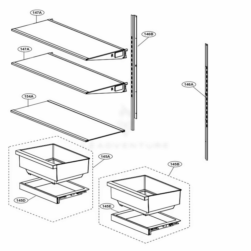 Movable Part Diagram and Parts List for SKSFD3604P ASWCNA0 LG Range