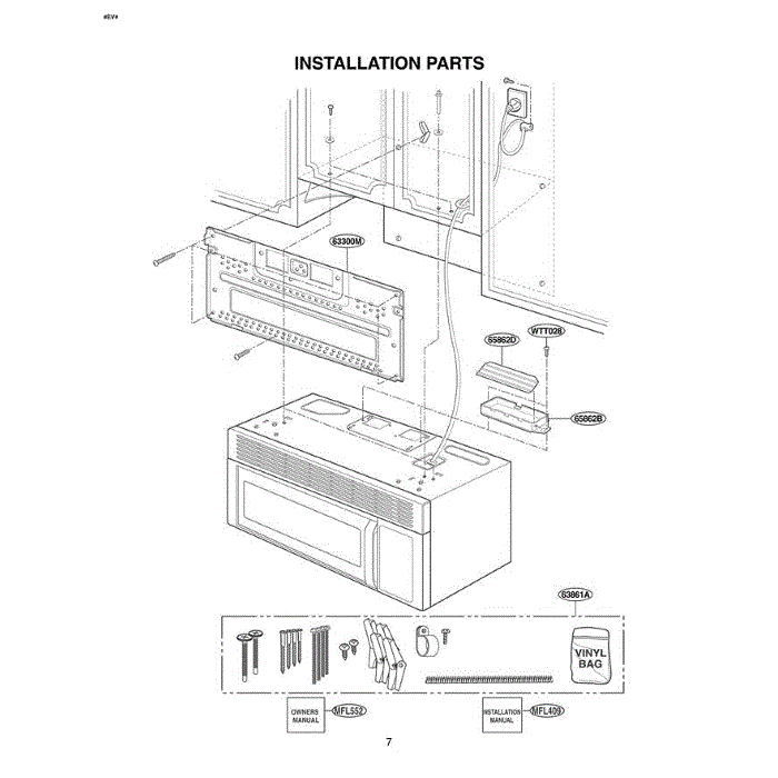 Section 1 Diagram and Parts List for MV-1310B BKEGSE LG Microwave Oven Combo