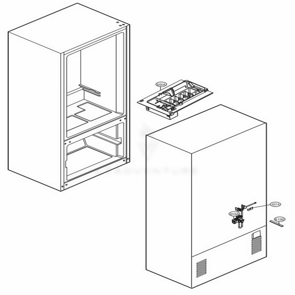 Icemaker Parts Diagram and Parts List for LFCS22520B AWBCNA1 LG Refrigerator
