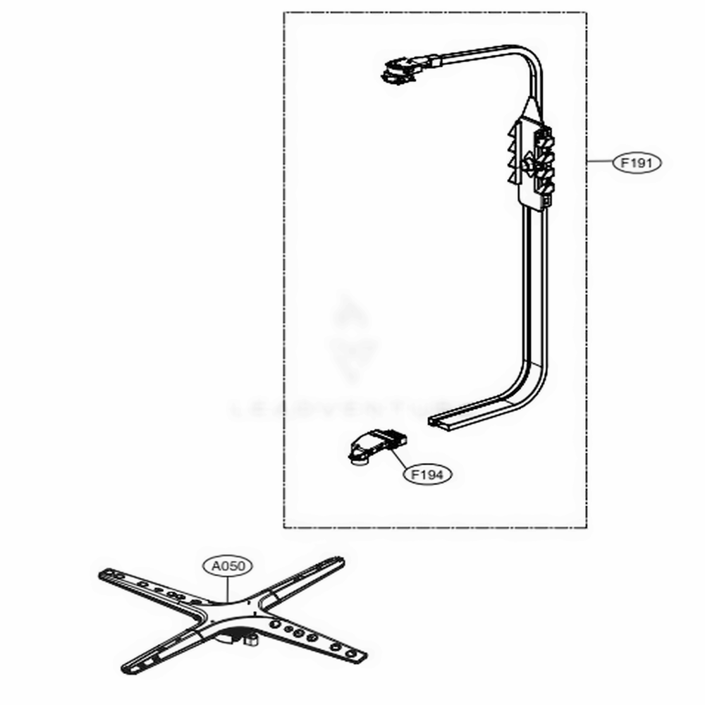 Water Guide Assembly Diagram and Parts List for LDP7708ST ASTESNA LG Dishwasher