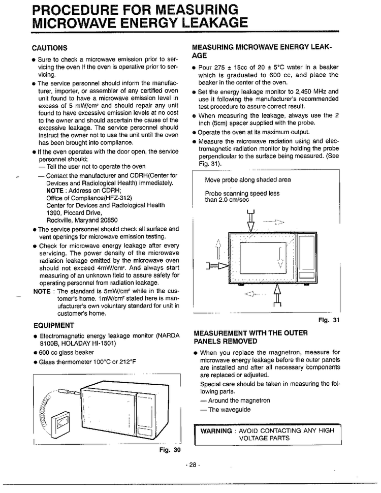 Microwave Energy Leakage Diagram and Parts List for MA-682M  LG Microwave