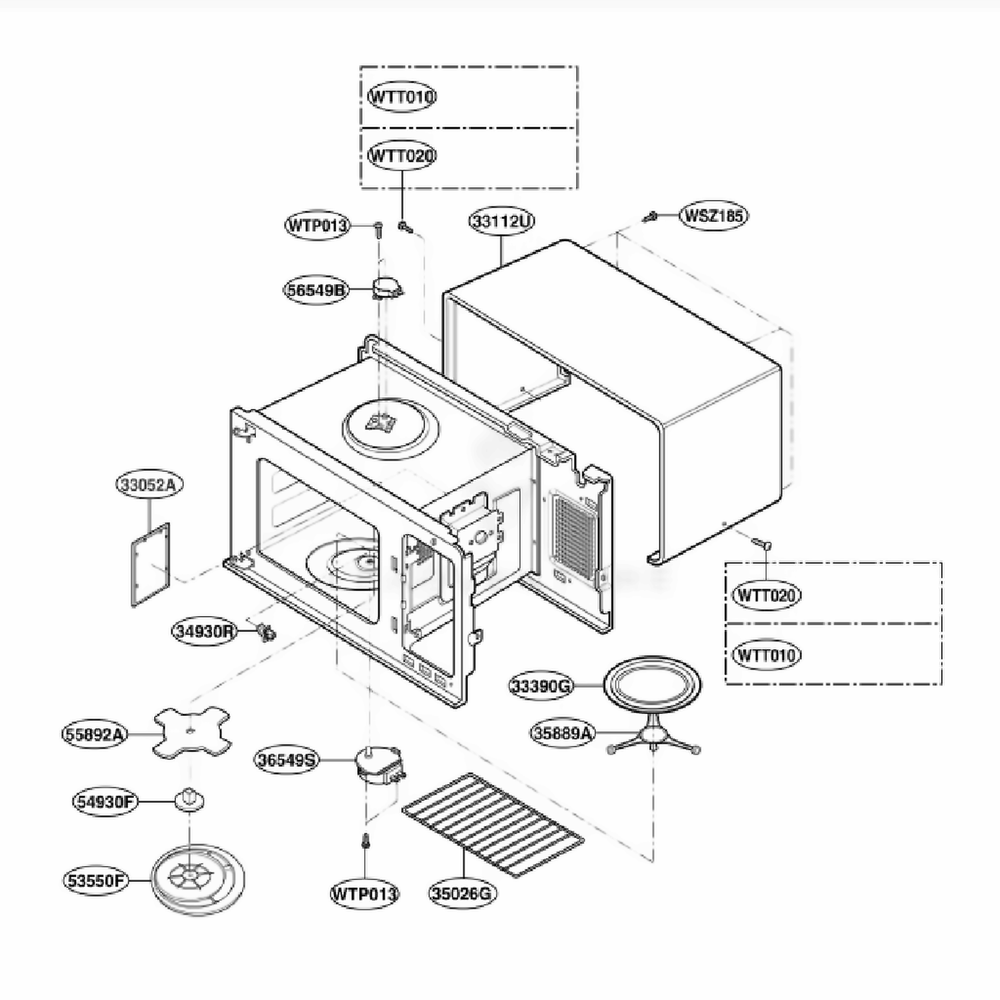 Oven Cavity Parts Diagram and Parts List for GT4185SKT ABSEWRP LG Range