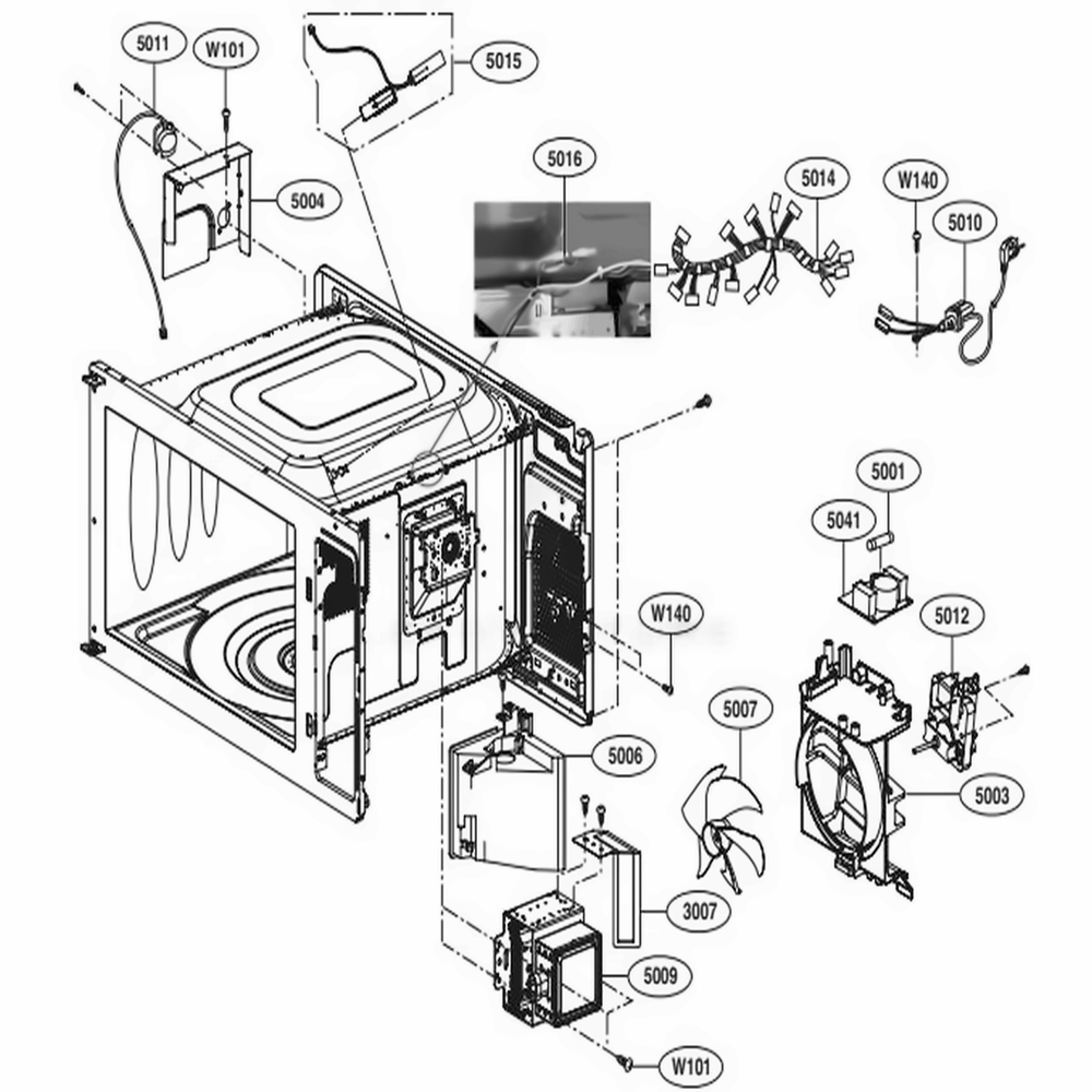 Interior Parts Diagram and Parts List for LMC2075SW CWHELNA LG Range