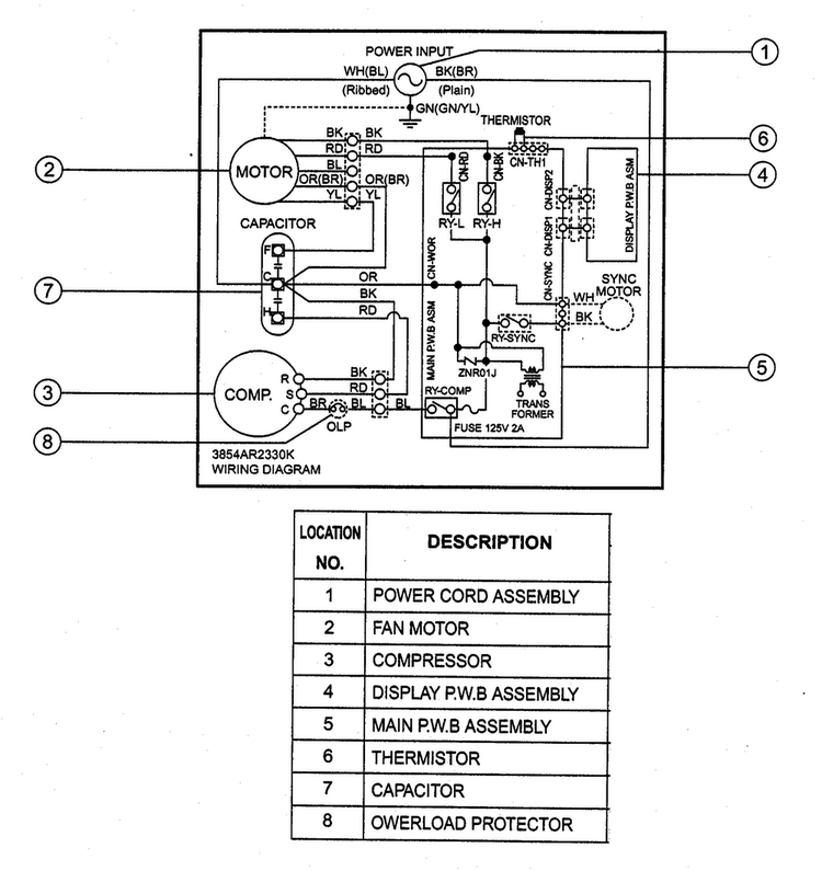 Wiring Diagram Diagram and Parts List for M5203R  LG Air Conditioner