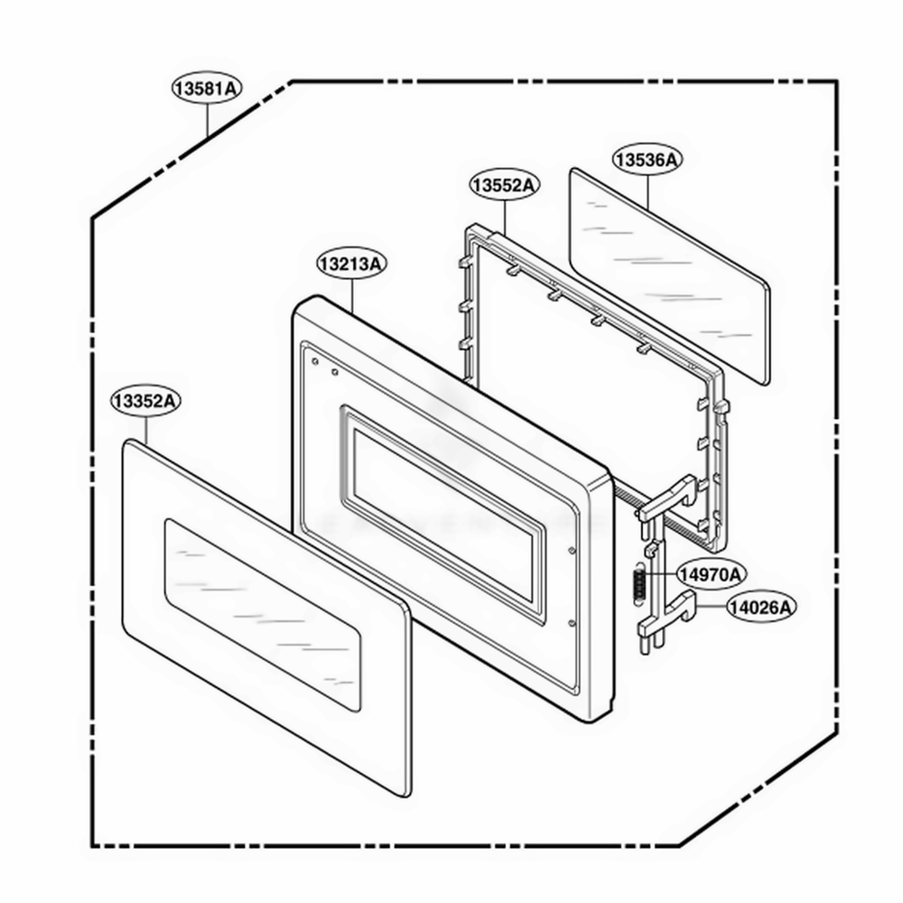 Door Parts Diagram and Parts List for GSC6001 MWEGSC LG Range