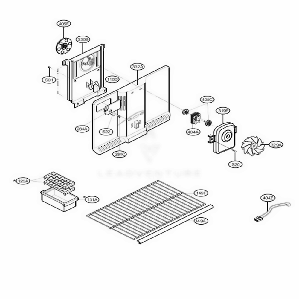Freezer Parts Diagram and Parts List for 79372 ASW1SER LG Refrigerator