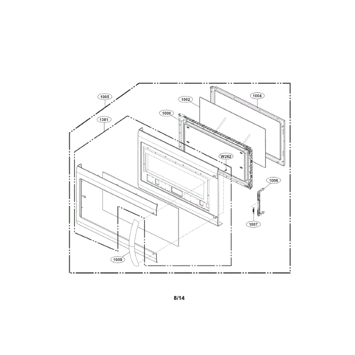 Door Diagram and Parts List for LMH2235ST 00 LG Microwave Oven Combo