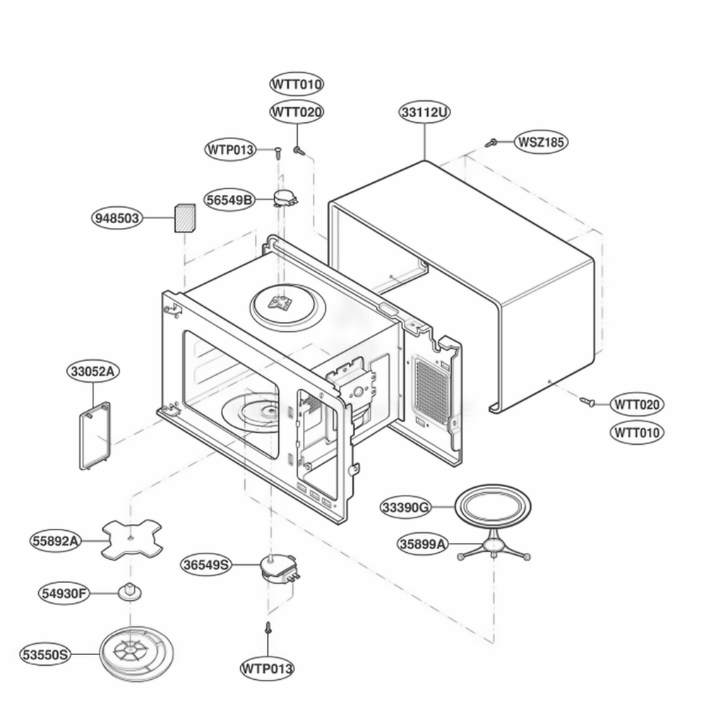 Oven Cavity Parts Diagram and Parts List for JE1860GB ASGEGEU LG Range
